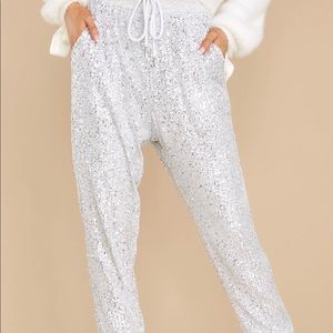 Silver Sequined Jogger